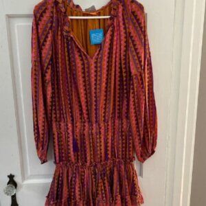 NWT! Oliphant Vibrant Geometric Long Sleeve Mini Dress